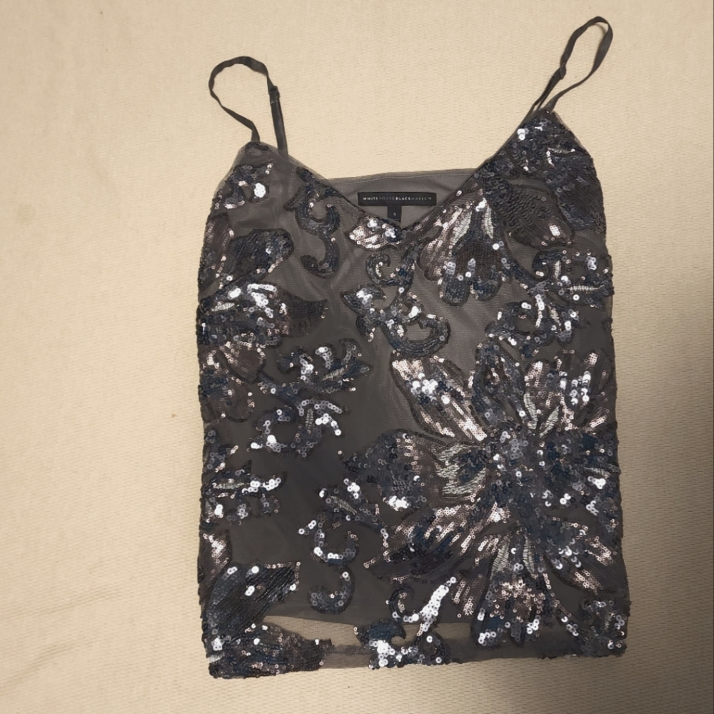 Sequined white house black market top
